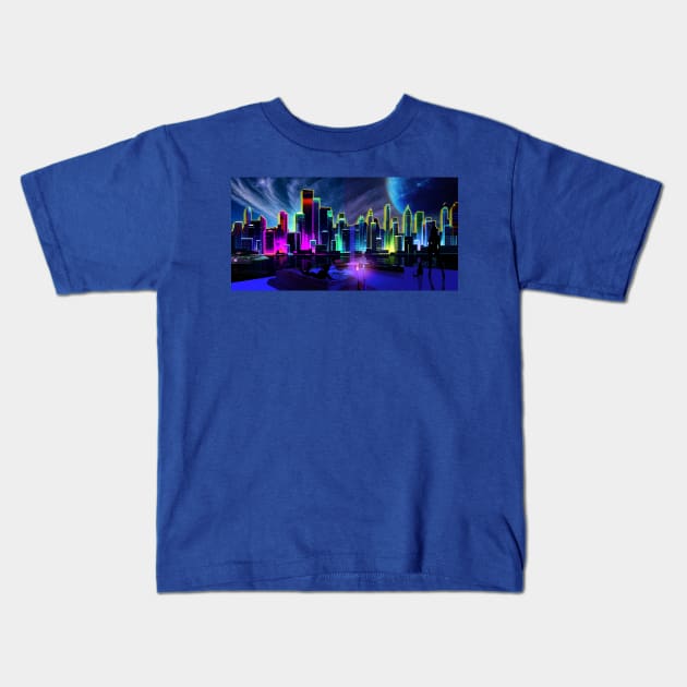 Skylines Glow Kids T-Shirt by jasminaseidl